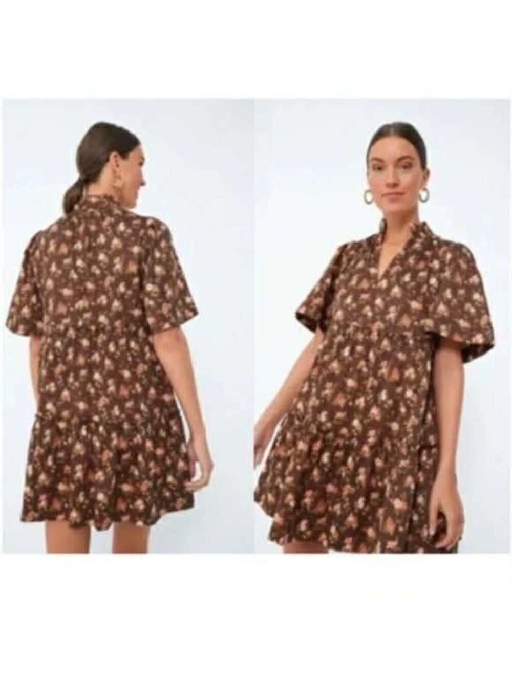Tuckernuck Size Small Dress Brown Floral Short Sleeve